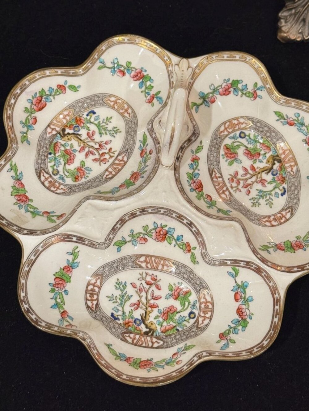 Vintage Coalport Indian Tree Triple Compartment Relish Dish